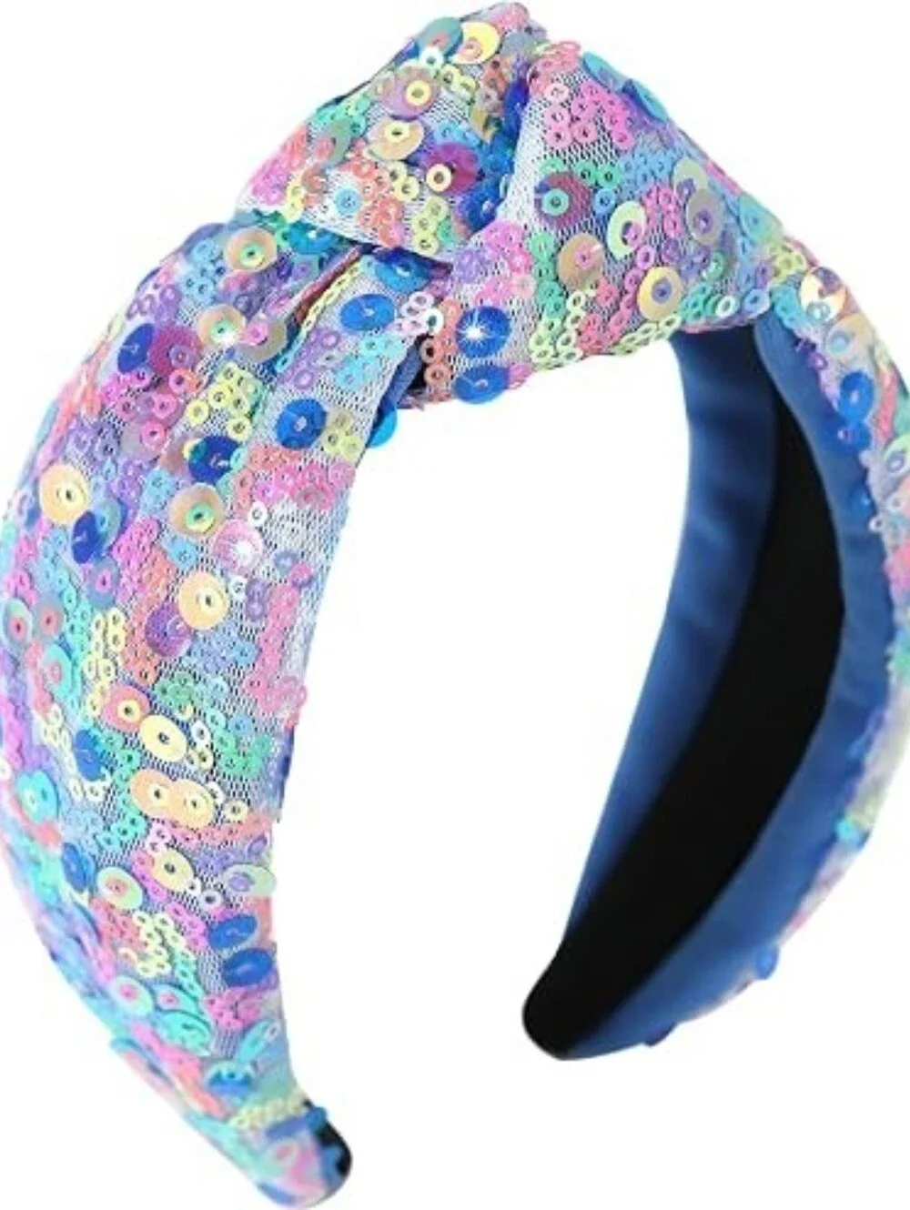 Sequin Knotted Headband in Iridescent Pastels